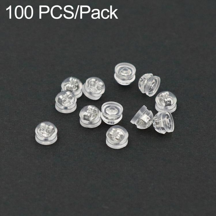 100 pezzi/confezione Chiusure di sicurezza in silicone a forma di proiettile per orecchini, tipo hamburger