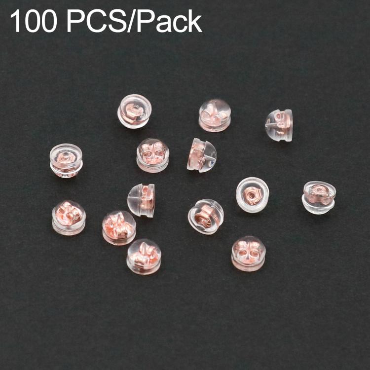100 pezzi/confezione Chiusure di sicurezza in silicone a forma di proiettile per orecchini, tipo hamburger