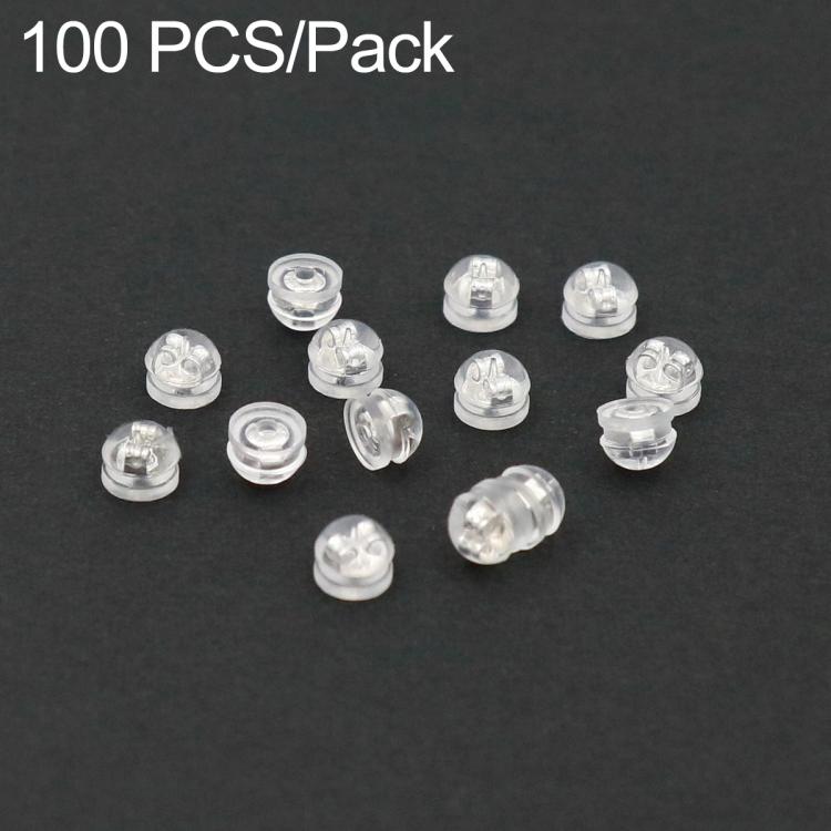 100 pezzi/confezione Chiusure di sicurezza in silicone a forma di proiettile per orecchini, tipo hamburger