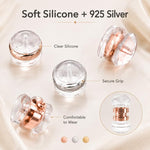 100 pezzi/confezione Chiusure di sicurezza in silicone a forma di proiettile per orecchini, tipo hamburger