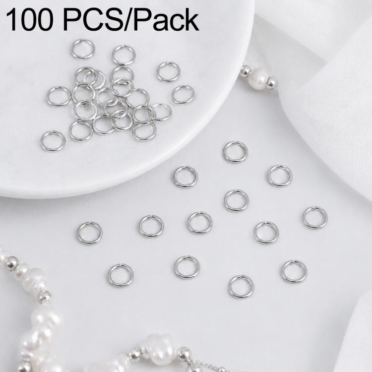 Confezione da 100 anelli di congiunzione aperti per la creazione di gioielli fai da te., Flat-Cut Loop 0.7x5mm, Flat-Cut Loop 0.7x6mm, Flat-Cut Loop 0.8x5mm, Flat-Cut Loop 0.8x6mm