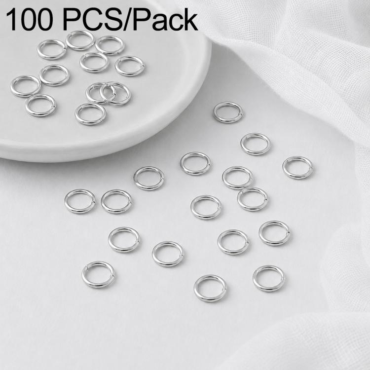 Confezione da 100 anelli di congiunzione aperti per la creazione di gioielli fai da te., Flat-Cut Loop 0.7x5mm, Flat-Cut Loop 0.7x6mm, Flat-Cut Loop 0.8x5mm, Flat-Cut Loop 0.8x6mm