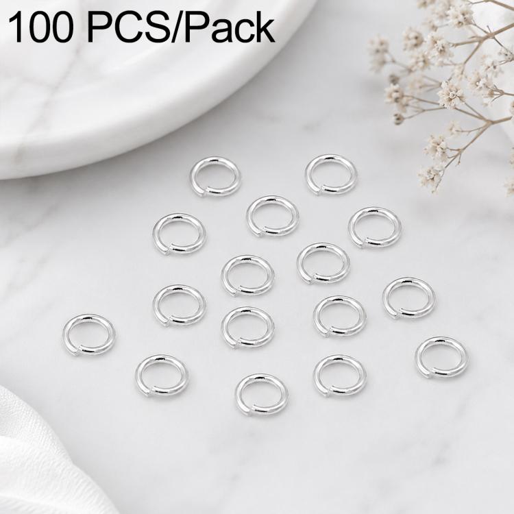 Confezione da 100 anelli di congiunzione aperti per la creazione di gioielli fai da te., Flat-Cut Loop 0.8x7mm, Flat-Cut Loop 0.9x6mm, Flat Open Loop 1.0x8mm, Flat-Cut Loop 1.2x8mm