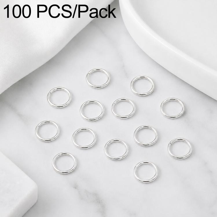 Confezione da 100 anelli di congiunzione aperti per la creazione di gioielli fai da te., Flat-Cut Loop 0.8x7mm, Flat-Cut Loop 0.9x6mm, Flat Open Loop 1.0x8mm, Flat-Cut Loop 1.2x8mm
