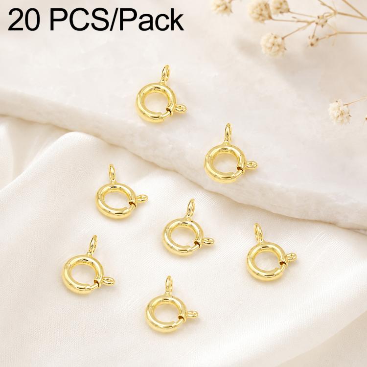 Confezione da 20 chiusure a molla in rame placcato oro, chiusure rotonde Q per la creazione di gioielli fai da te con collane e bracciali., 5.5mm, 5mm, 6mm, 7mm
