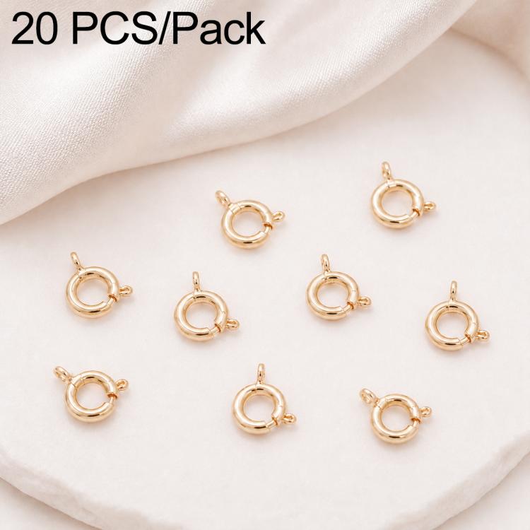 Confezione da 20 chiusure a molla in rame placcato oro, chiusure rotonde Q per la creazione di gioielli fai da te con collane e bracciali., 5.5mm, 5mm, 6mm, 7mm