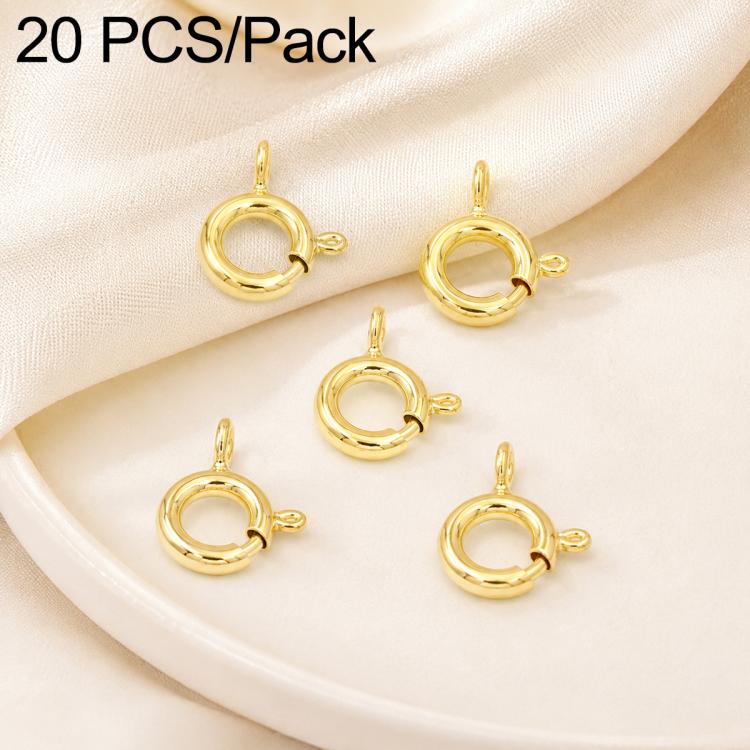 Confezione da 20 chiusure a molla in rame placcato oro, chiusure rotonde Q per la creazione di gioielli fai da te con collane e bracciali., 5.5mm, 5mm, 6mm, 7mm