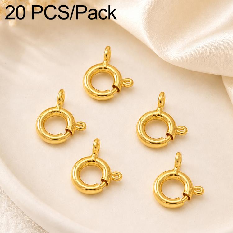 Confezione da 20 chiusure a molla in rame placcato oro, chiusure rotonde Q per la creazione di gioielli fai da te con collane e bracciali., 9mm