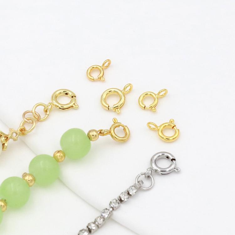 Confezione da 20 chiusure a molla in rame placcato oro, chiusure rotonde Q per la creazione di gioielli fai da te con collane e bracciali., 5.5mm, 5mm, 6mm, 7mm