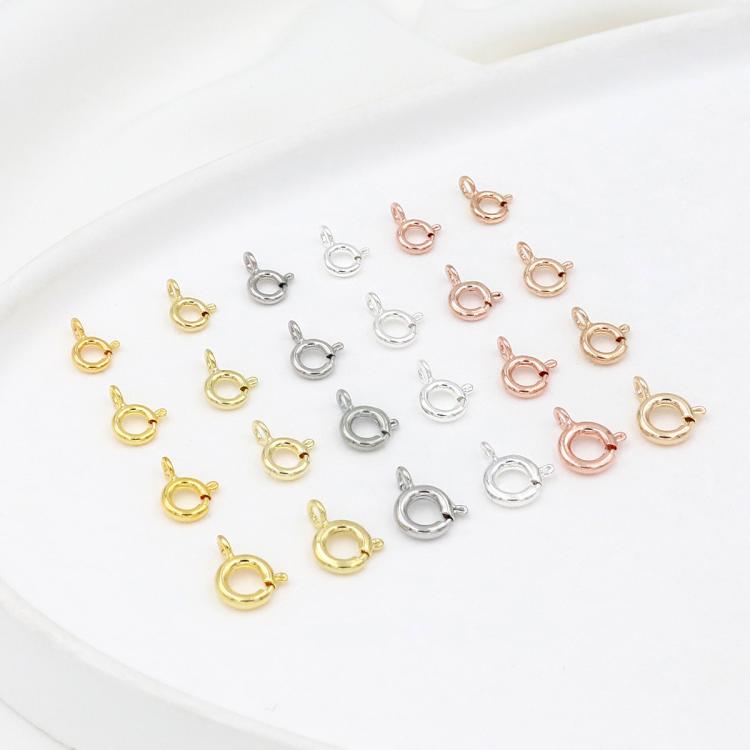 Confezione da 20 chiusure a molla in rame placcato oro, chiusure rotonde Q per la creazione di gioielli fai da te con collane e bracciali., 5.5mm, 5mm, 6mm, 7mm