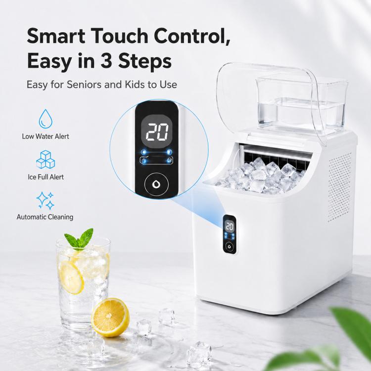 Macchina per il ghiaccio a cubetti completamente automatica per uso commerciale e domestico., US Plug, UK Plug, EU Plug