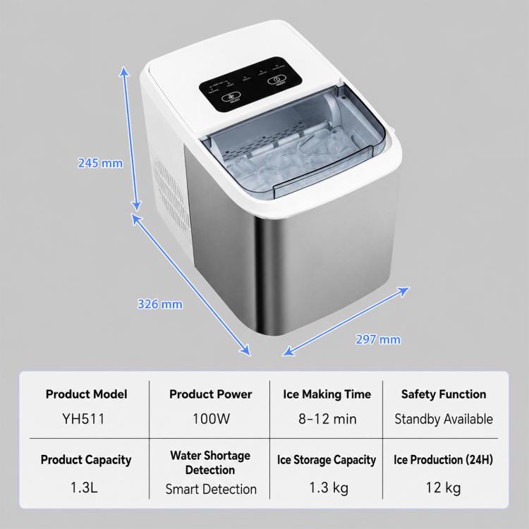 Macchina per il ghiaccio intelligente a proiettile di piccole dimensioni per uso domestico, US Plug, UK Plug, EU Plug