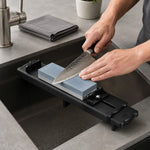 Ponte regolabile per lavello, supporto antiscivolo per pietra per affilare per lavello da cucina, ABS, Carbon Steel