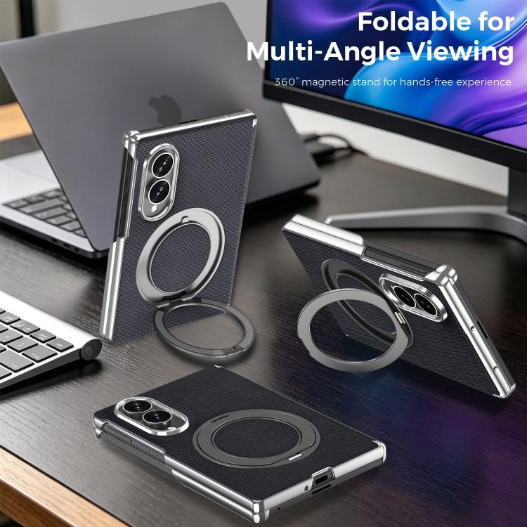 Custodia per telefono KASHI con doppia cerniera galvanizzata e supporto magnetico a rotazione a 360°., For Galaxy Z Fold8 5G, For Galaxy Z Fold8 Ultra 5G, For Galaxy Z Fold7 5G