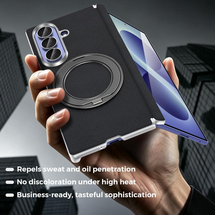 Custodia per telefono KASHI con doppia cerniera galvanizzata e supporto magnetico a rotazione a 360°., For Galaxy Z Fold6 5G, For Galaxy Z Fold5 5G