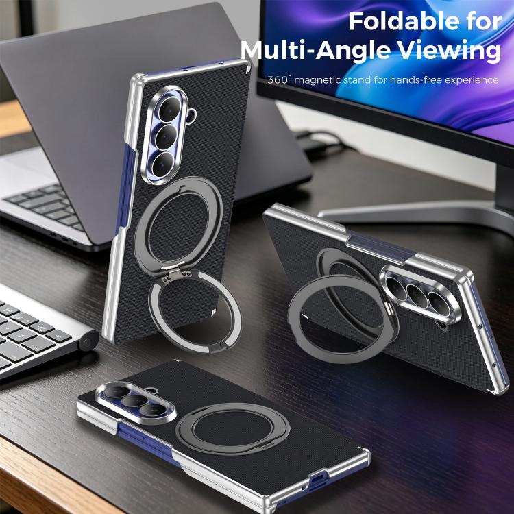 Custodia per telefono KASHI con doppia cerniera galvanizzata e supporto magnetico a rotazione a 360°., For Galaxy Z Fold6 5G, For Galaxy Z Fold5 5G