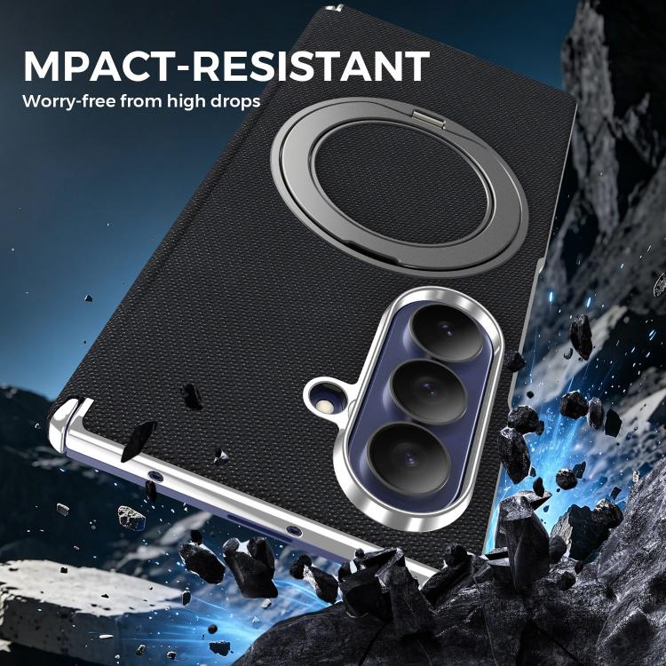 Custodia per telefono KASHI con doppia cerniera galvanizzata e supporto magnetico a rotazione a 360°., For Galaxy Z Fold6 5G, For Galaxy Z Fold5 5G
