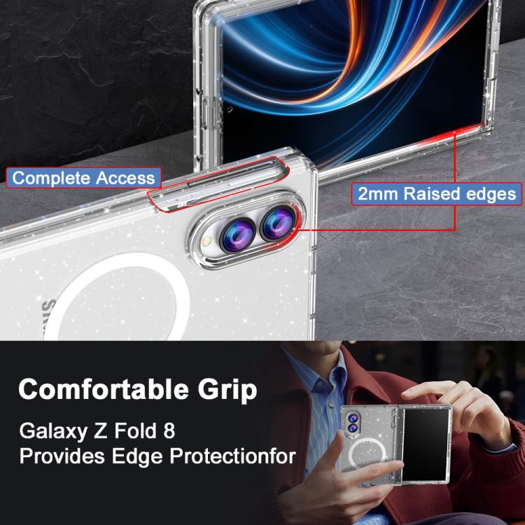 Custodia per telefono con pellicola magnetica integrata e glitter trasparente, For Galaxy Z Fold8 5G