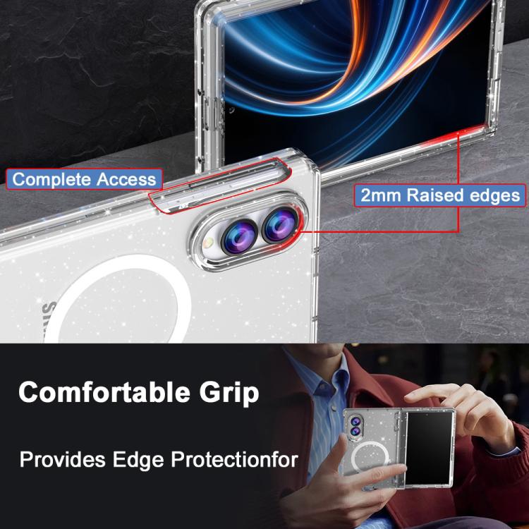 Custodia per telefono con pellicola magnetica integrata e glitter trasparente, For Galaxy Z Fold8 5G