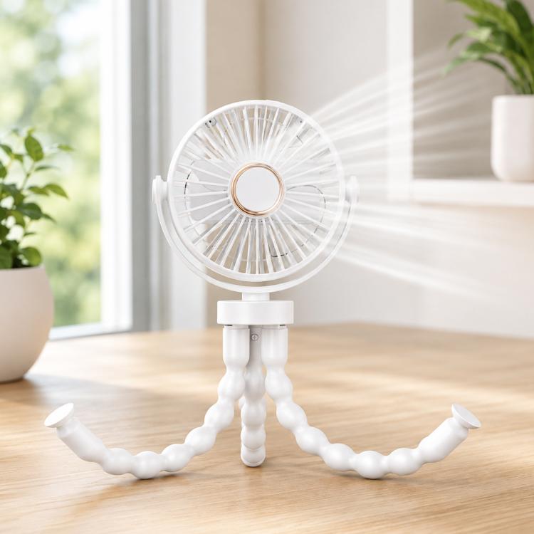 Mini ventilatore portatile a forma di polpo, silenzioso e compatto, con funzione di deformazione, per passeggino. Ventilatore USB di piccole dimensioni.