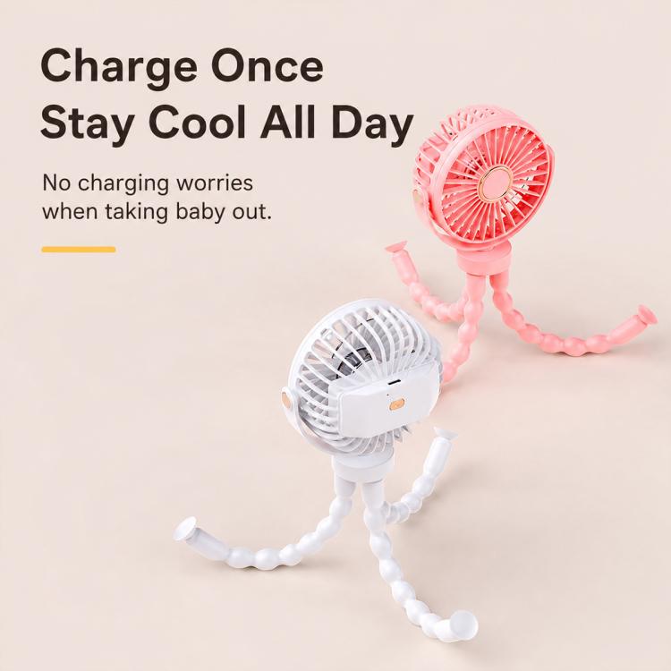 Mini ventilatore portatile a forma di polpo, silenzioso e compatto, con funzione di deformazione, per passeggino. Ventilatore USB di piccole dimensioni.