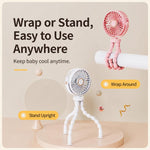 Mini ventilatore portatile a forma di polpo, silenzioso e compatto, con funzione di deformazione, per passeggino. Ventilatore USB di piccole dimensioni.