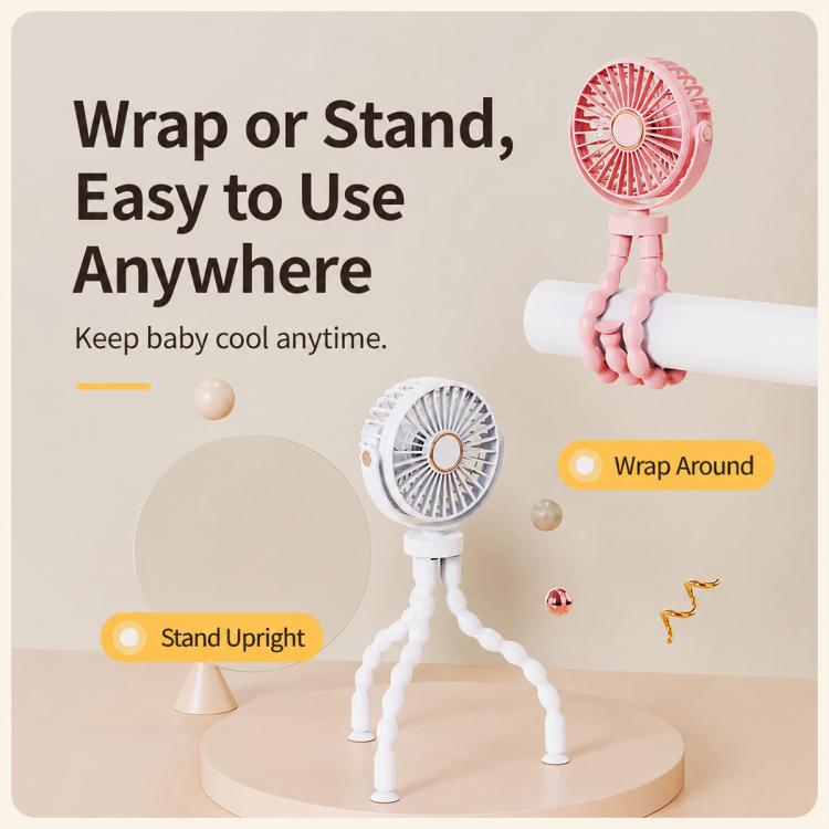 Mini ventilatore portatile a forma di polpo, silenzioso e compatto, con funzione di deformazione, per passeggino. Ventilatore USB di piccole dimensioni.