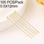 Confezione da 100 spilli a testa sferica in rame placcato oro per la creazione di gioielli fai da te., 1.8mm Ball Pin 0.5x12mm, 1.8mm Ball Pin 0.5x14mm, 1.8mm Ball Pin 0.5x16mm, 1.8mm Ball Pin 0.5x18mm