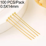 Confezione da 100 spilli a testa sferica in rame placcato oro per la creazione di gioielli fai da te., 1.8mm Ball Pin 0.5x12mm, 1.8mm Ball Pin 0.5x14mm, 1.8mm Ball Pin 0.5x16mm, 1.8mm Ball Pin 0.5x18mm