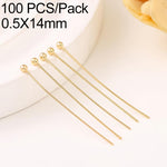 Confezione da 100 spilli a testa sferica in rame placcato oro per la creazione di gioielli fai da te., 1.8mm Ball Pin 0.5x12mm, 1.8mm Ball Pin 0.5x14mm, 1.8mm Ball Pin 0.5x16mm, 1.8mm Ball Pin 0.5x18mm