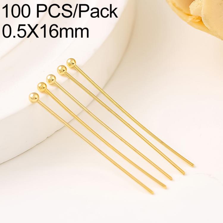 Confezione da 100 spilli a testa sferica in rame placcato oro per la creazione di gioielli fai da te., 1.8mm Ball Pin 0.5x12mm, 1.8mm Ball Pin 0.5x14mm, 1.8mm Ball Pin 0.5x16mm, 1.8mm Ball Pin 0.5x18mm