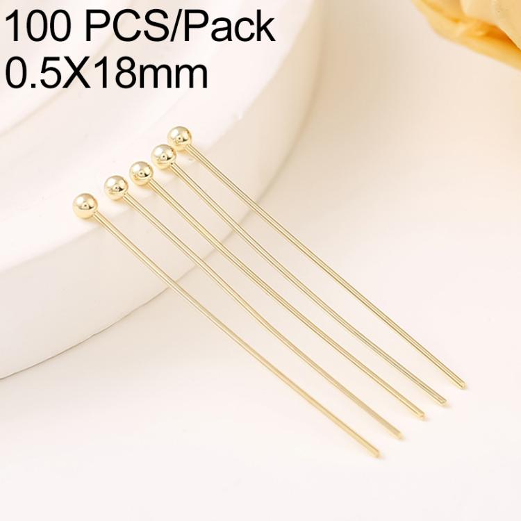 Confezione da 100 spilli a testa sferica in rame placcato oro per la creazione di gioielli fai da te., 1.8mm Ball Pin 0.5x12mm, 1.8mm Ball Pin 0.5x14mm, 1.8mm Ball Pin 0.5x16mm, 1.8mm Ball Pin 0.5x18mm