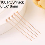 Confezione da 100 spilli a testa sferica in rame placcato oro per la creazione di gioielli fai da te., 1.8mm Ball Pin 0.5x12mm, 1.8mm Ball Pin 0.5x14mm, 1.8mm Ball Pin 0.5x16mm, 1.8mm Ball Pin 0.5x18mm