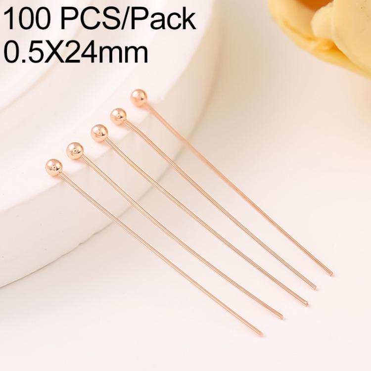 Confezione da 100 spilli a testa sferica in rame placcato oro per la creazione di gioielli fai da te., 1.8mm Ball Pin 0.5x20mm, 1.8mm Ball Pin 0.5x22mm, 1.8mm Ball Pin 0.5x24mm, 1.8mm Ball Pin 0.5x30mm