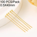 Confezione da 100 spilli a testa sferica in rame placcato oro per la creazione di gioielli fai da te., 1.8mm Ball Pin 0.5x35mm, 1.8mm Ball Pin 0.5x40mm, 1.8mm Ball Pin 0.5x50mm, 1.8mm Ball Pin 0.5x60mm