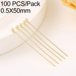 Confezione da 100 spilli a testa sferica in rame placcato oro per la creazione di gioielli fai da te., 1.8mm Ball Pin 0.5x35mm, 1.8mm Ball Pin 0.5x40mm, 1.8mm Ball Pin 0.5x50mm, 1.8mm Ball Pin 0.5x60mm