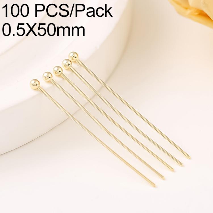 Confezione da 100 spilli a testa sferica in rame placcato oro per la creazione di gioielli fai da te., 1.8mm Ball Pin 0.5x35mm, 1.8mm Ball Pin 0.5x40mm, 1.8mm Ball Pin 0.5x50mm, 1.8mm Ball Pin 0.5x60mm