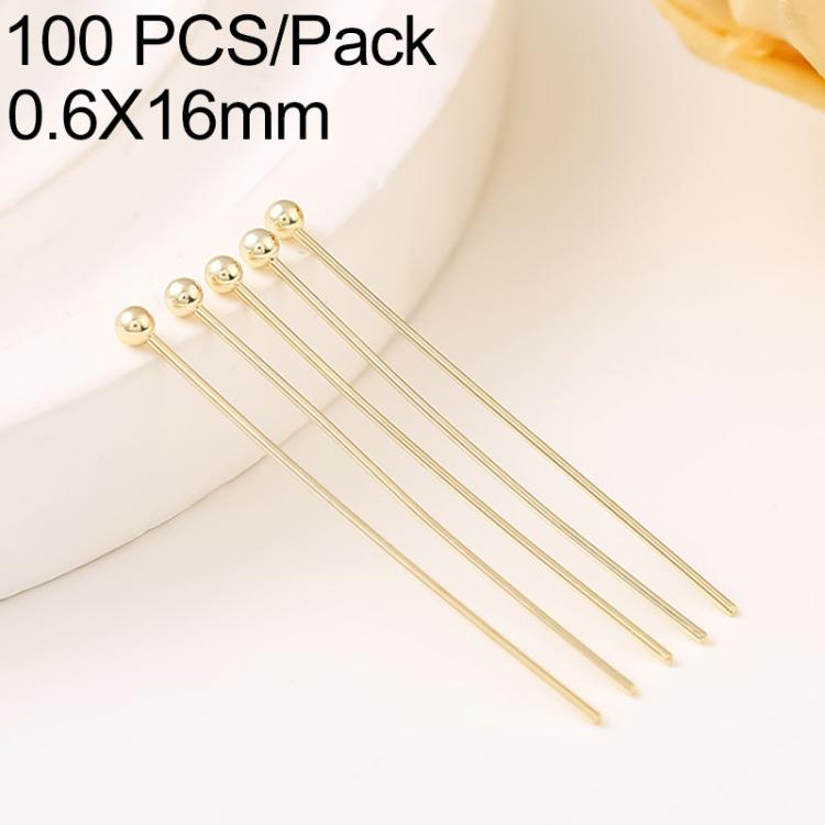 Confezione da 100 spilli a testa sferica in rame placcato oro per la creazione di gioielli fai da te., 1.8mm Ball Pin 0.6x12mm, 1.8mm Ball Pin 0.6x14mm, 1.8mm Ball Pin 0.6x16mm, 1.8mm Ball Pin 0.6x18mm