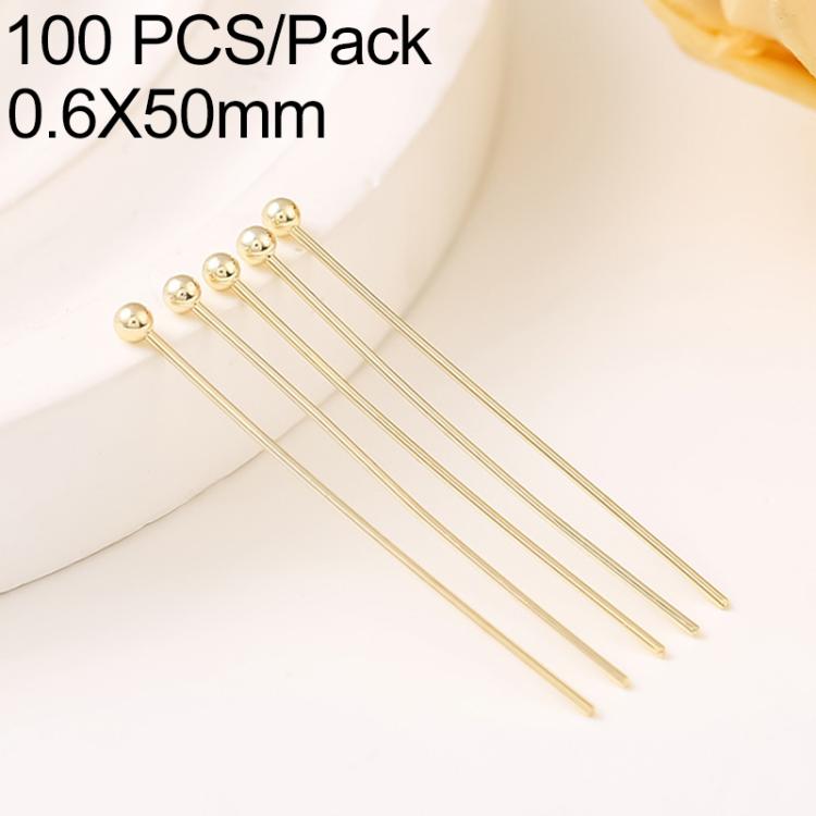 Confezione da 100 spilli a testa sferica in rame placcato oro per la creazione di gioielli fai da te., 1.8mm Ball Pin 0.6x35mm, 1.8mm Ball Pin 0.6x40mm, 1.8mm Ball Pin 0.6x50mm, 1.8mm Ball Pin 0.6x60mm