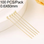 Confezione da 100 spilli a testa sferica in rame placcato oro per la creazione di gioielli fai da te., 1.8mm Ball Pin 0.6x35mm, 1.8mm Ball Pin 0.6x40mm, 1.8mm Ball Pin 0.6x50mm, 1.8mm Ball Pin 0.6x60mm
