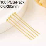 Confezione da 100 spilli a testa sferica in rame placcato oro per la creazione di gioielli fai da te., 1.8mm Ball Pin 0.6x35mm, 1.8mm Ball Pin 0.6x40mm, 1.8mm Ball Pin 0.6x50mm, 1.8mm Ball Pin 0.6x60mm