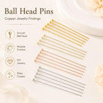 Confezione da 100 spilli a testa sferica in rame placcato oro per la creazione di gioielli fai da te., 1.8mm Ball Pin 0.5x12mm, 1.8mm Ball Pin 0.5x14mm, 1.8mm Ball Pin 0.5x16mm, 1.8mm Ball Pin 0.5x18mm