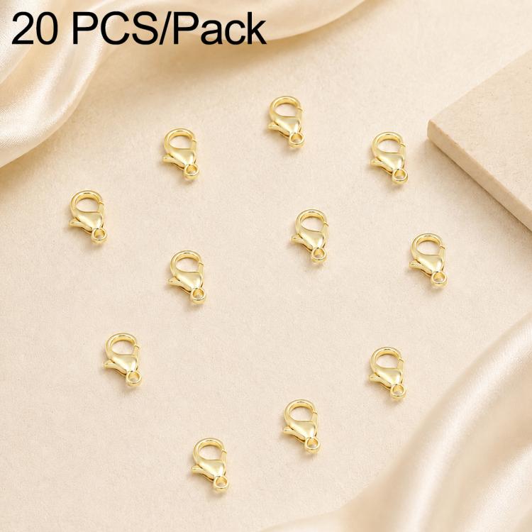 Confezione da 20 pezzi di chiusure a moschettone placcate in oro per bracciali e collane, fibbie a molla per la creazione di gioielli fai da te., 301#10mm, 302#12mm, 901#10mm, 902#12mm
