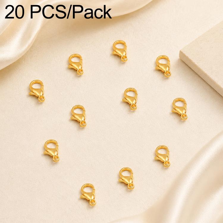Confezione da 20 pezzi di chiusure a moschettone placcate in oro per bracciali e collane, fibbie a molla per la creazione di gioielli fai da te., 301#10mm, 302#12mm, 901#10mm, 902#12mm