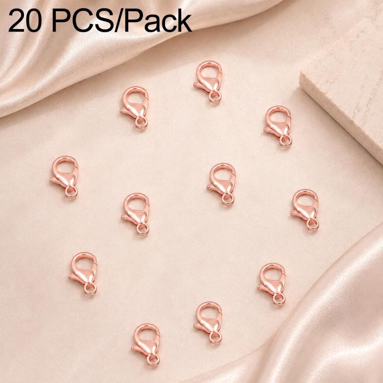 Confezione da 20 pezzi di chiusure a moschettone placcate in oro per bracciali e collane, fibbie a molla per la creazione di gioielli fai da te., 301#10mm, 302#12mm, 901#10mm, 902#12mm
