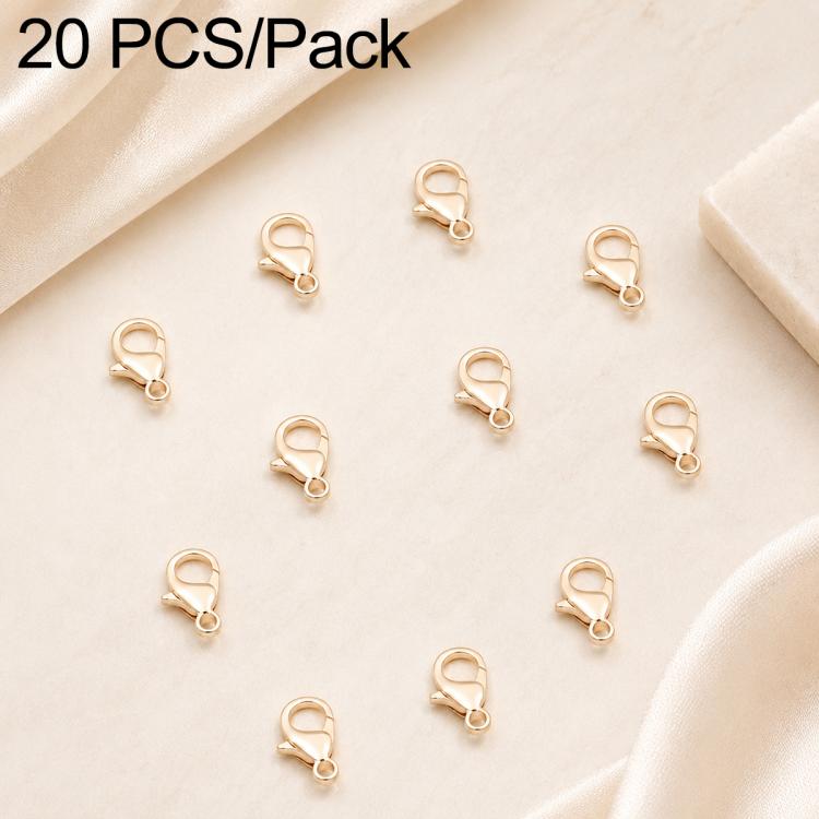 Confezione da 20 pezzi di chiusure a moschettone placcate in oro per bracciali e collane, fibbie a molla per la creazione di gioielli fai da te., 301#10mm, 302#12mm, 901#10mm, 902#12mm