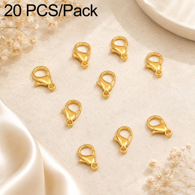 Confezione da 20 pezzi di chiusure a moschettone placcate in oro per bracciali e collane, fibbie a molla per la creazione di gioielli fai da te., 301#10mm, 302#12mm, 901#10mm, 902#12mm