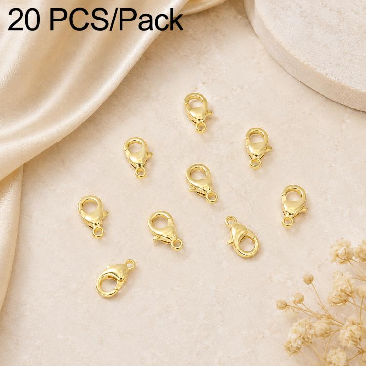 Confezione da 20 pezzi di chiusure a moschettone placcate in oro per bracciali e collane, fibbie a molla per la creazione di gioielli fai da te., 301#10mm, 302#12mm, 901#10mm, 902#12mm