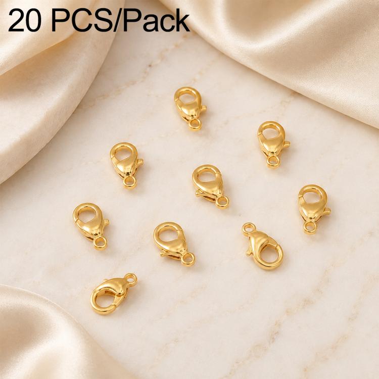 Confezione da 20 pezzi di chiusure a moschettone placcate in oro per bracciali e collane, fibbie a molla per la creazione di gioielli fai da te., 301#10mm, 302#12mm, 901#10mm, 902#12mm