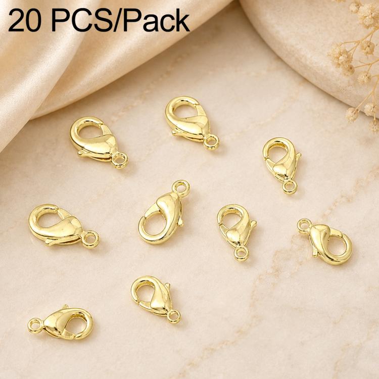 Confezione da 20 pezzi di chiusure a moschettone placcate in oro per bracciali e collane, fibbie a molla per la creazione di gioielli fai da te., 301#10mm, 302#12mm, 901#10mm, 902#12mm